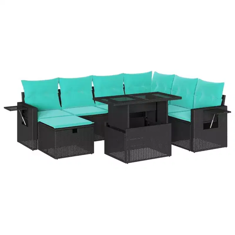vidaXL Patio Sofa Set with Cushions and Table Outdoor Garden 8 Piece Poly Rattan