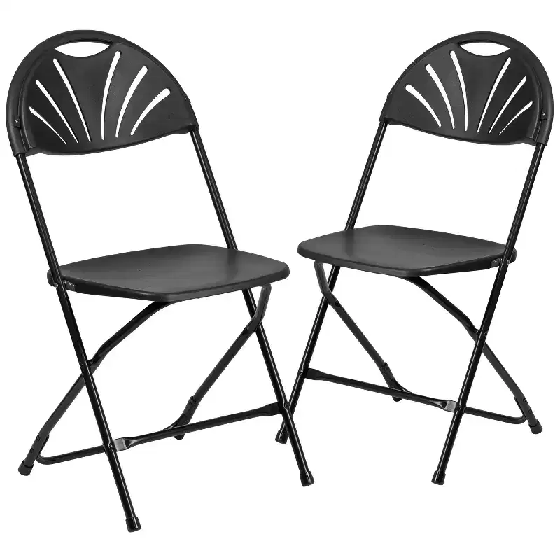 Fan Back Plastic Folding Chair, Set of 2 – Black / Blue / Burgundy / Charcoal / White