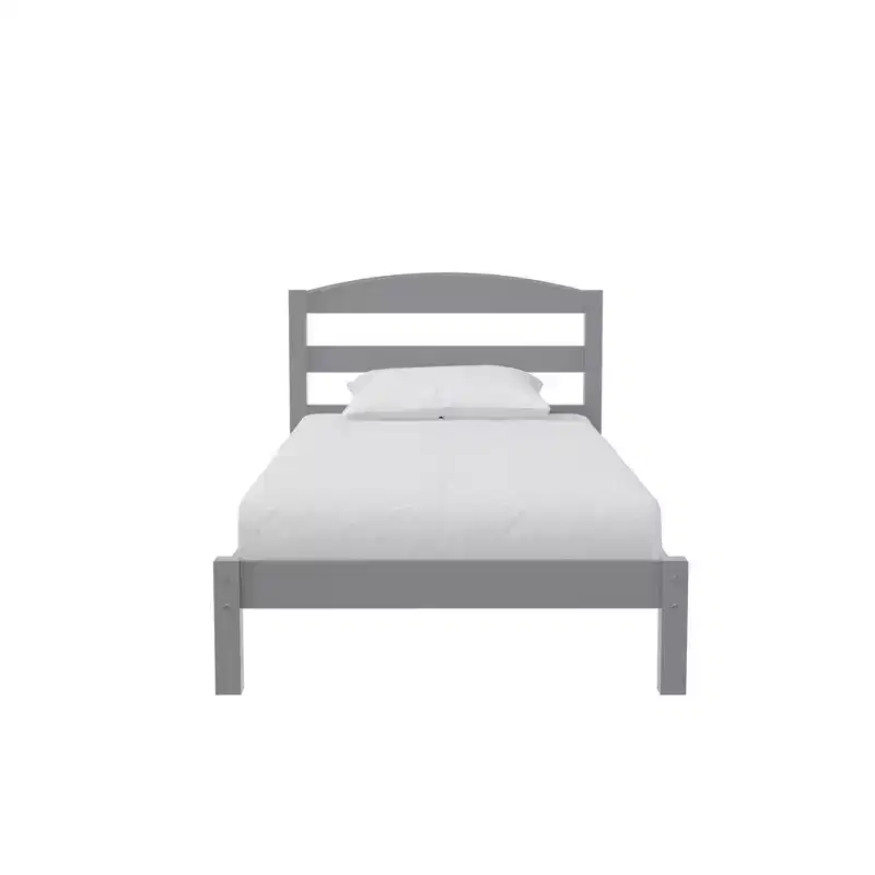 RealRooms Lilly Wooden Platform Bed with Headboard, Twin, Gray