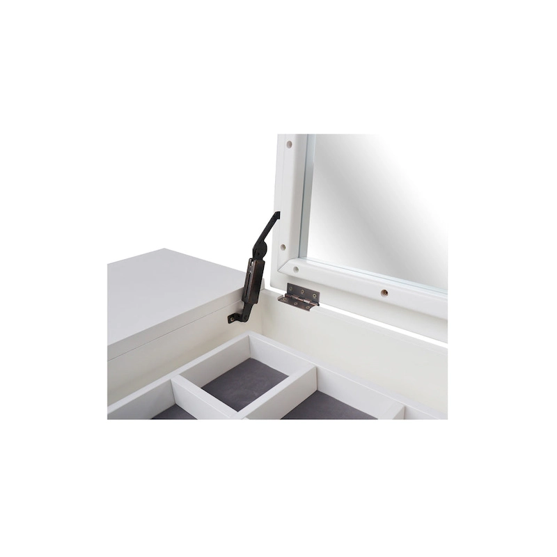 Solid Wood Vanity Table with Vanity Bench (Snow White Finish)