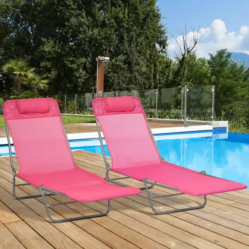 Folding Chaise Lounge, Reclining Sun Tanning Chairs