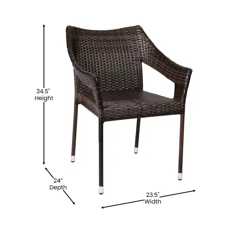 Flash Furniture Ethan Commercial Grade Stacking Patio Chair, All Weather PE Rattan Wicker Patio Dining Chair