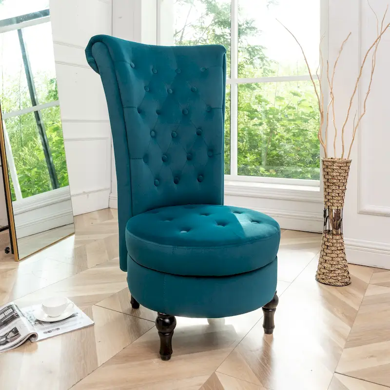 US Pride Furniture Gosser 20 Wide Velvet High Back Vanity Chair