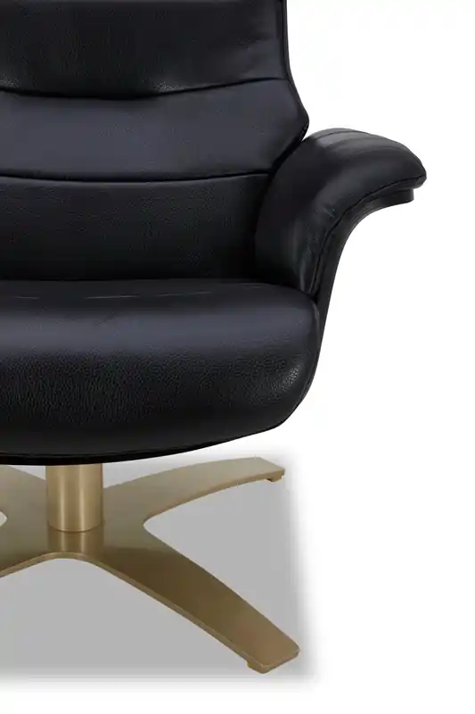 Top-Grain Genuine Leather Swivel Reclining Chair with Footrest