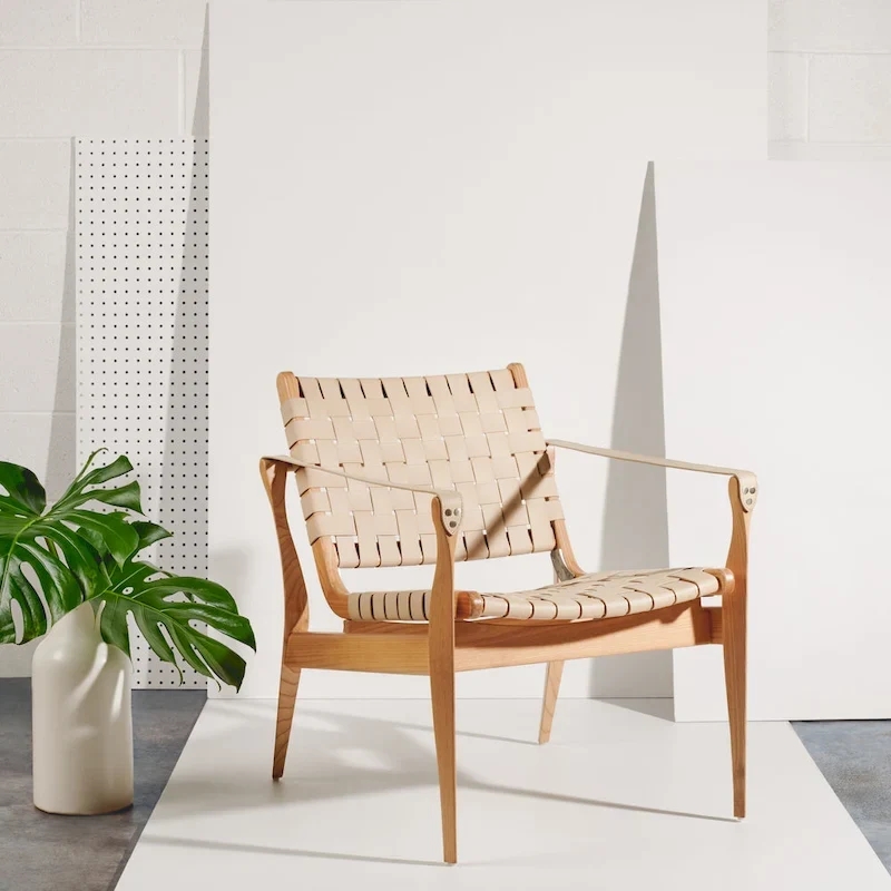 SAFAVIEH Couture Zenica Leather Safari Chair - 24.5 W x 30 L x 30 H - 25W x 30D x 30H