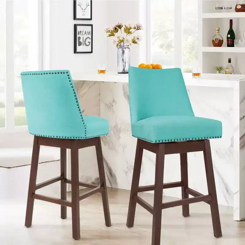 Hyleory 29.5'' Solid Wood Swivel Bar Stool(Set of 2)