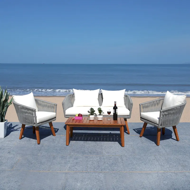 SAFAVIEH Outdoor Erinka 4-Piece Living Set - 55W x 30D x 28H