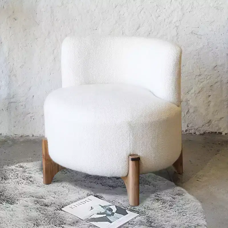 GDFStudio Raleign Modern 24 Acacia Wood and Fabric Upholstered Round Accent Chair