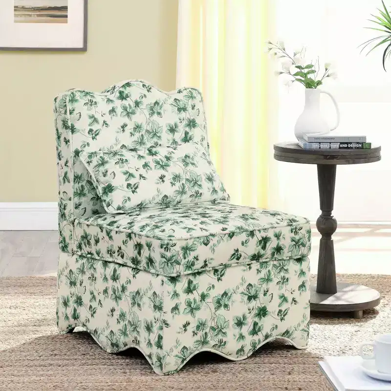 Flannel Single Dining Chair with Soft Cushion, Backrest & Matching Waist Pillow – No Armrests