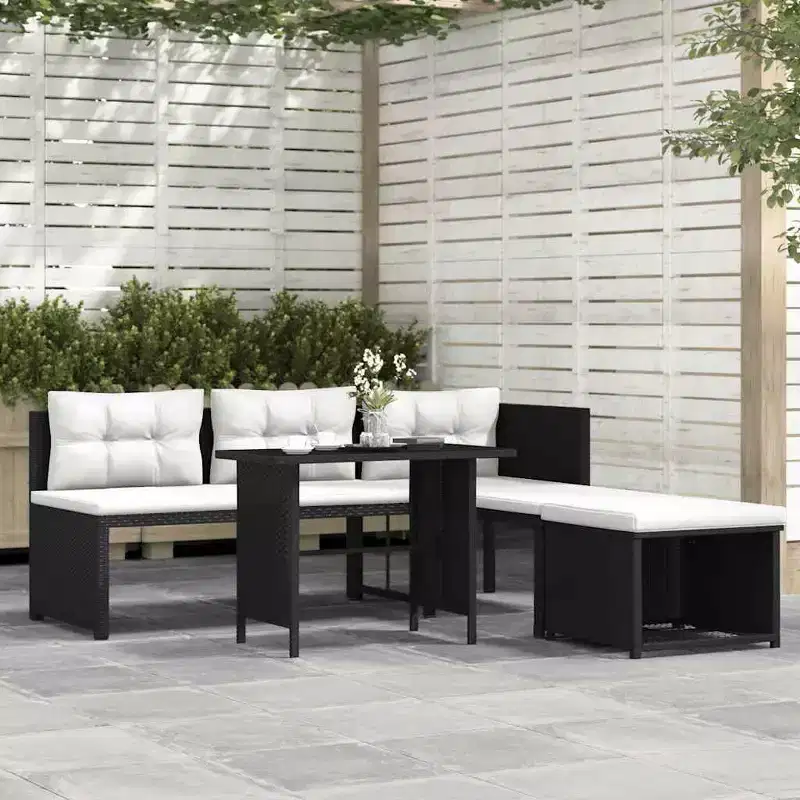vidaXL Patio Furniture Set 4 Piece Outdoor Sofa with Coffee Table Poly Rattan