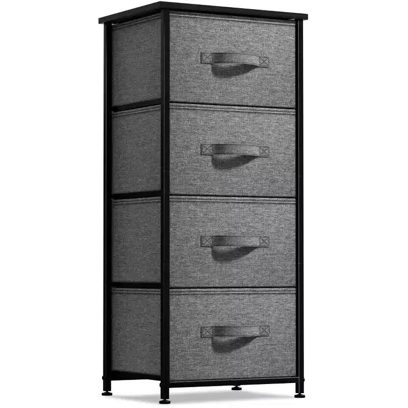 Sorbus 4 Drawers Chest Nightstand - Storage for Closet, Home, College Dorm - Features Steel Frame, Wood Top, & Fabric Bins