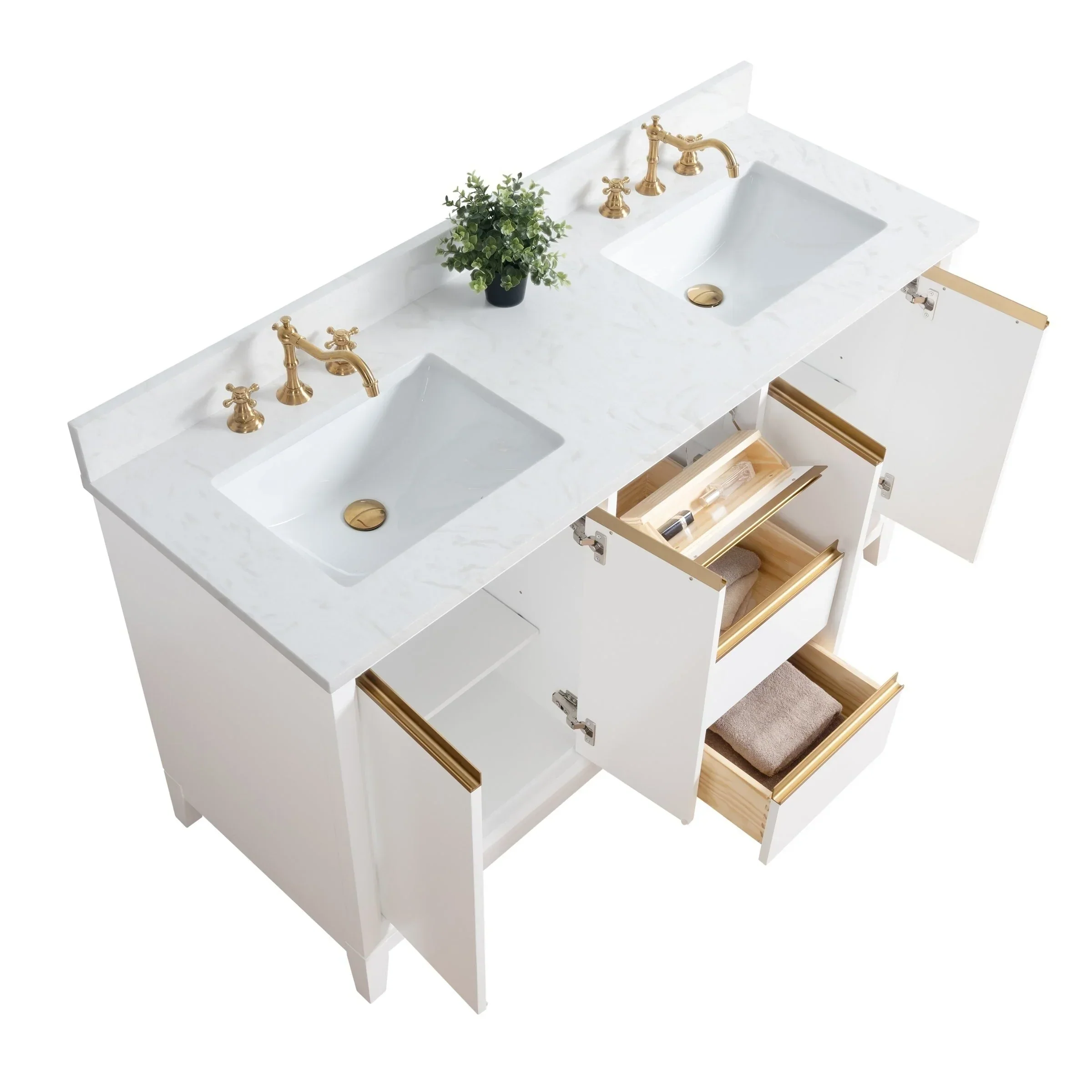 Vanity Art Bathroom Vanity with Ceramic Sink and Engineered Marble Top