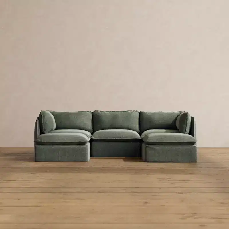 Anabei Modular Washable 3-Seater U-Sectional Sofa | Deluxe+ Seat & Cloud Pillow