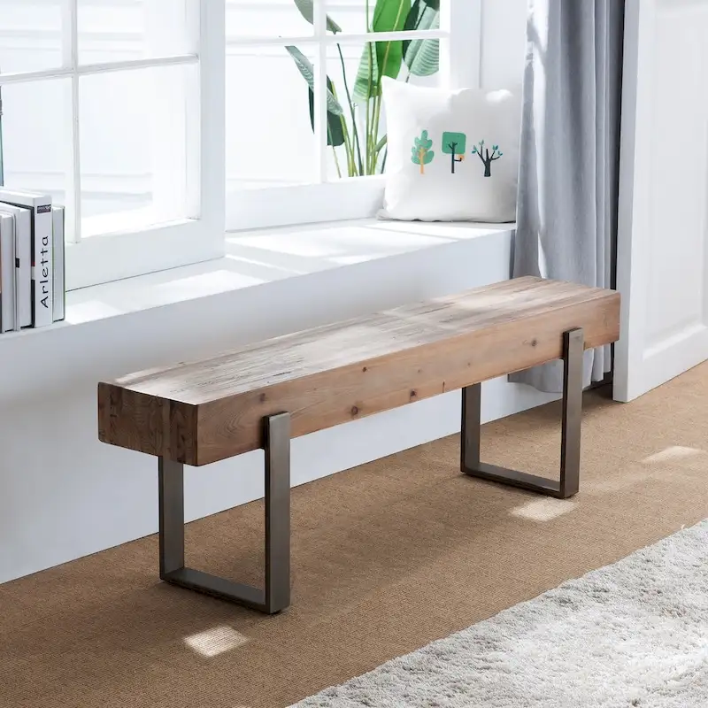 Industrial recycled wood bench