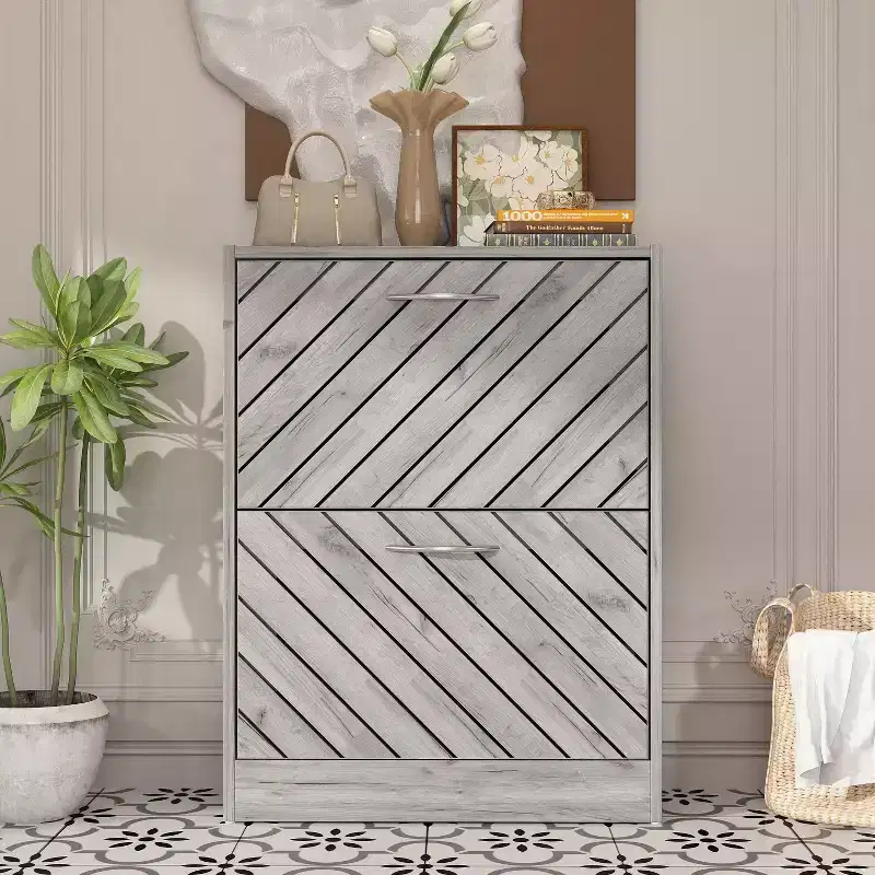 Entryway Shoe Cabinet With Flipped 2 Drawers