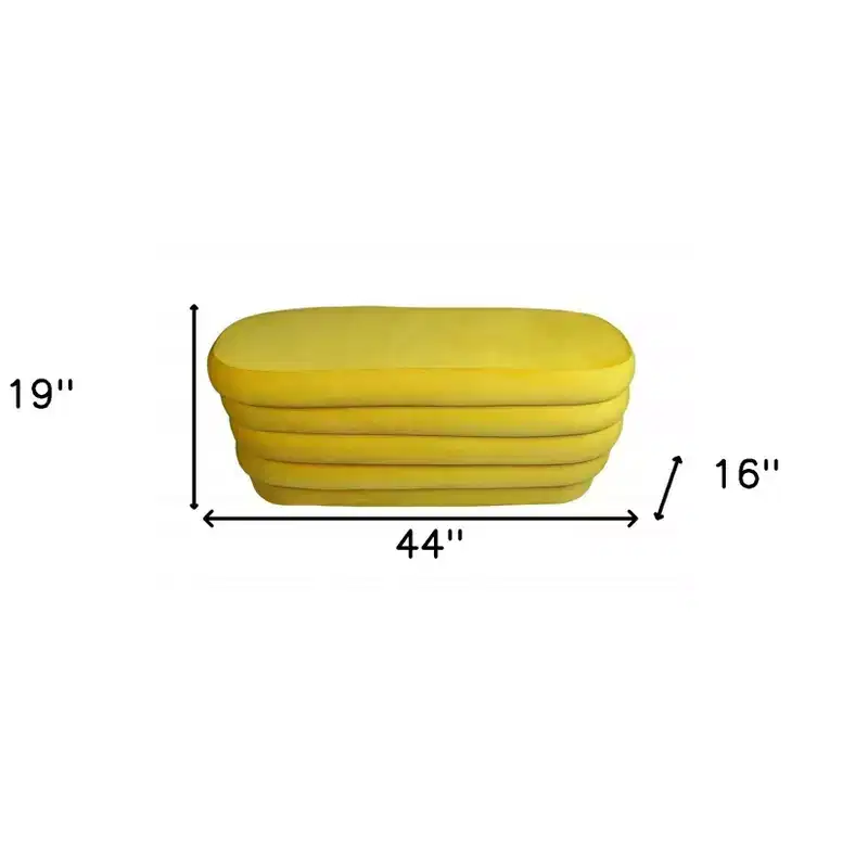 44 Yellow Velvet Tufted Oval Ottoman