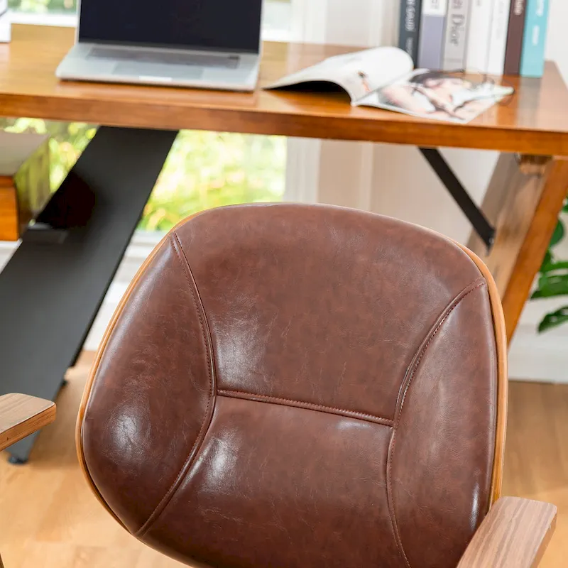 Glitzhome Modern Ergonomic Faux Leather Gaslift Adjustable Swivel Office Task Chair