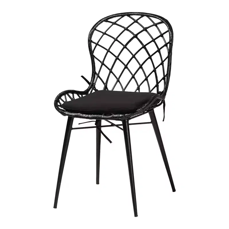 Baxton Studio Sabelle Modern Bohemian Wood and Rattan 5-Piece Dining Set