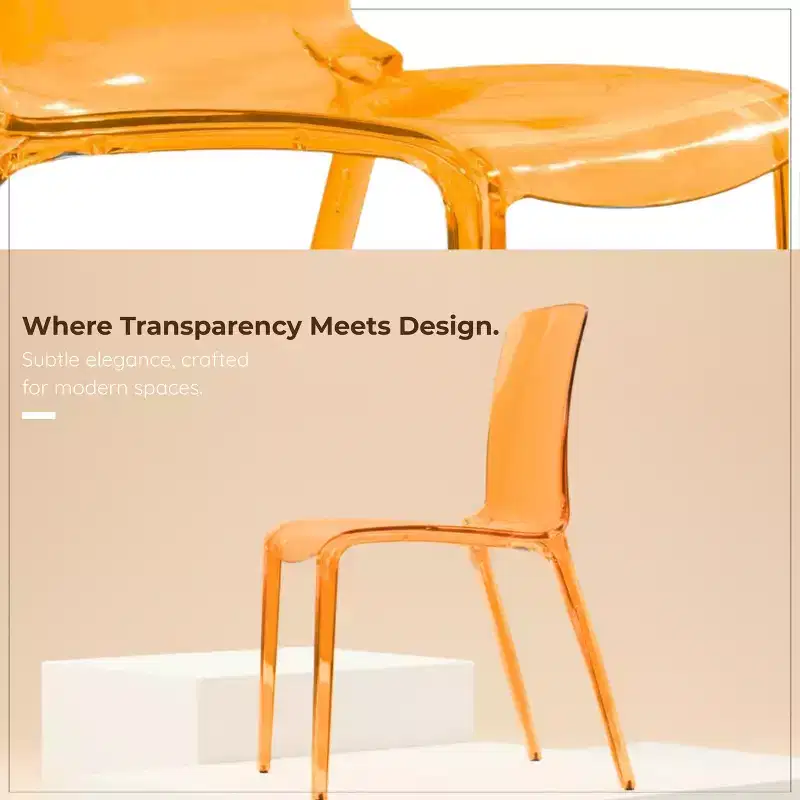 Clear Acrylic Dining Chair Set of 2 Stackable Waterfall Edge Lightweight 275 lbs