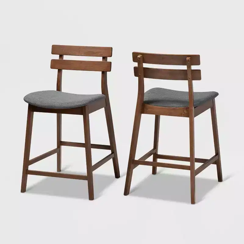 Set of 2 Larine Wood Counter Height Barstools - Baxton Studio