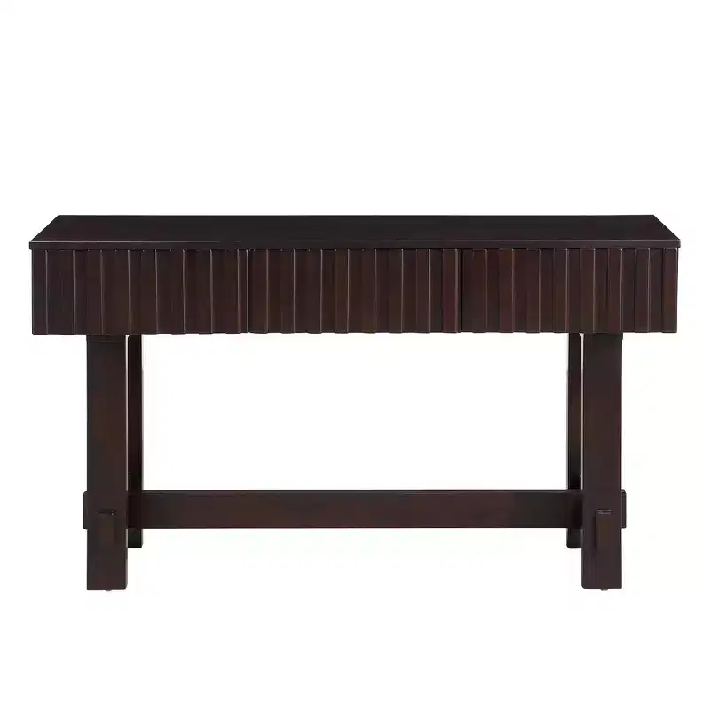 52'' Console Table with Storage Drawers and Solid Wood Legs for Living Room and Hallway Entrance, Espresso