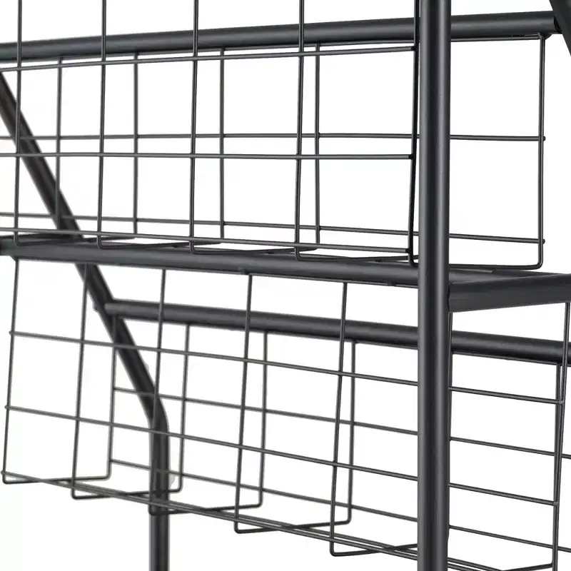 2-Tier Metal Frame Freestanding Bookshelf & Magazine Rack for Small Spaces