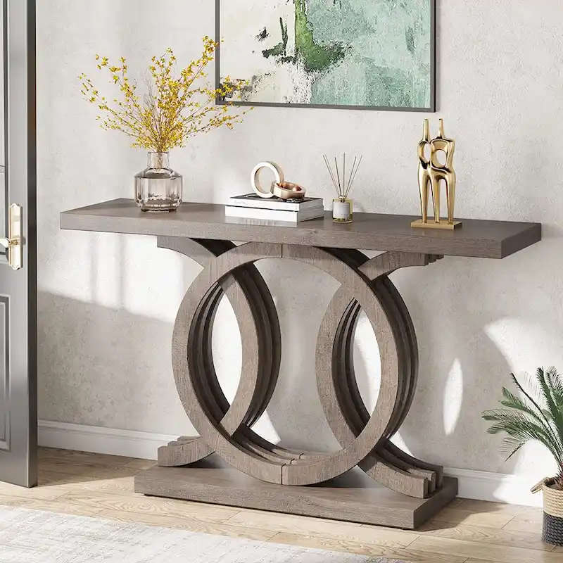 Farmhouse Console Sofa Table, 55 Inches Entryway Hallway Foyer Table