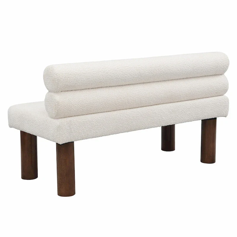 Upholstered Dining Bench with Solid Wood Legs