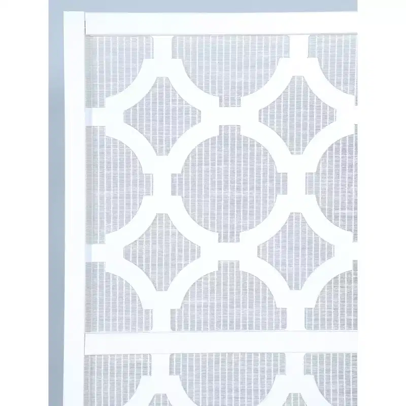 Roundhill Furniture Quarterfoil infused Diamond Design 4-Panel Room Divider, White