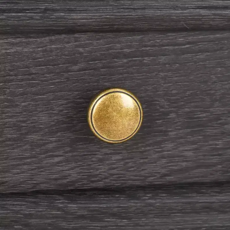 1-Drawer 1-Shelf Nightstand with Gold Pulls, Walnut Finish Bedside Table