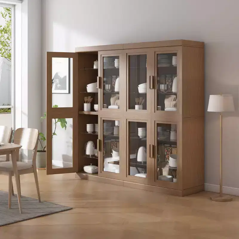 Glass Door Storage Cabinet with Adjustable Shelves