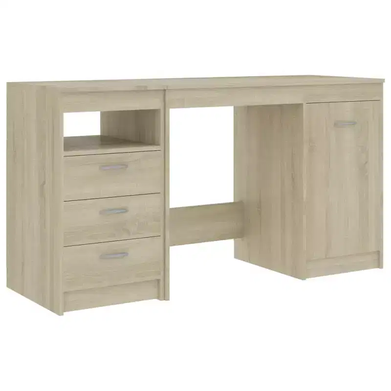 vidaXL Desk White Engineered wood 55.1 in x 19.7 in x 29.9 in Storage