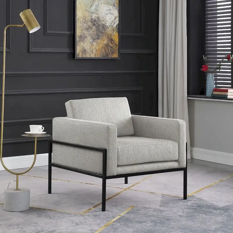 HomePop Modern Upholstered Club Chair w/Metal Frame