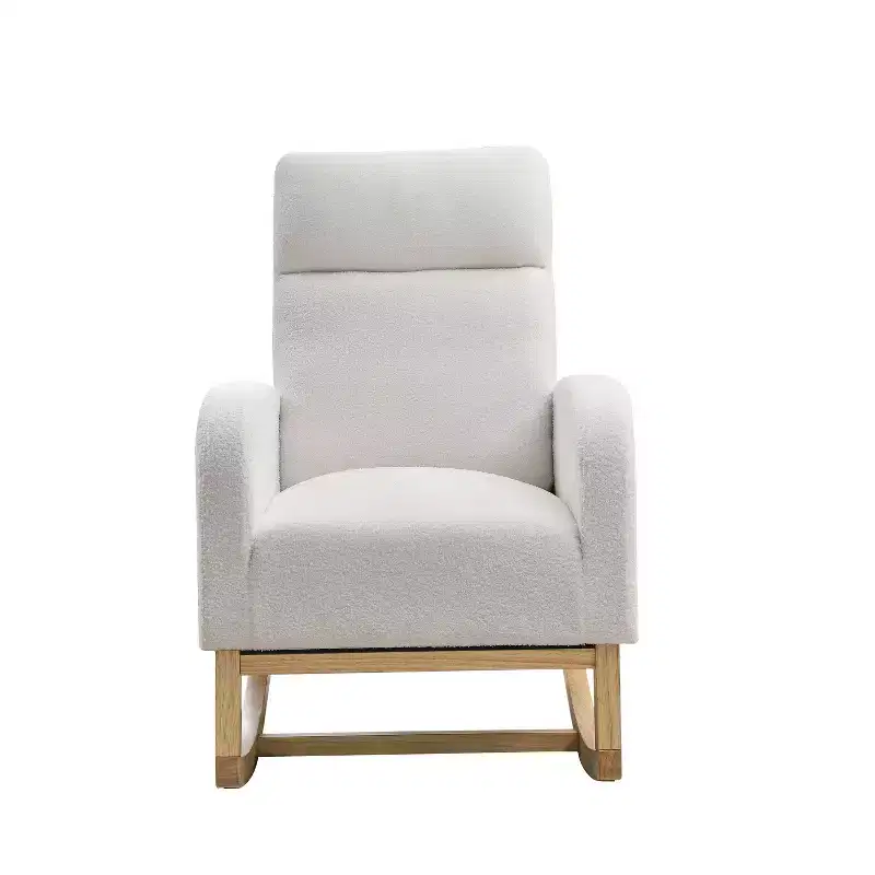 27.6W Accent Rocking Chair, Armchair with High Backrest & 2 Side Pockets, Nursery Glider Rocker - ModernLuxe