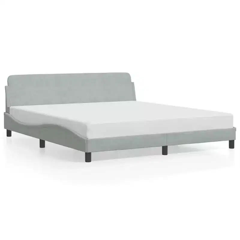 Bed Frame, Velvet, Metal, Solid Pine Wood, Plywood, Queen