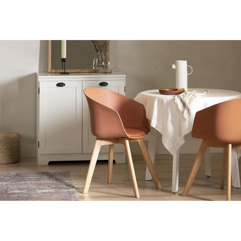 Set of 2 Dining Chairs with Wood Legs