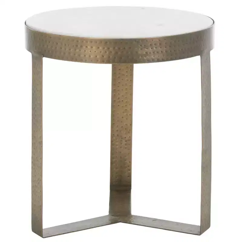 Triss Round Accent Table - ACC4617A - White Marble/Antique Brass - Safavieh