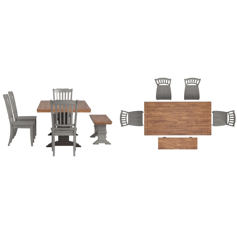Ronda 78 Rectangular Solid Wood Top Dining Set with Spindle Back Chairs