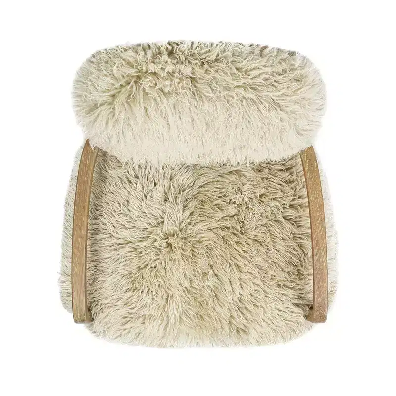 Enchante 28.5 Mongolian Sheepskin Accent Arm Chair, Taupe Beige Genuine Fur