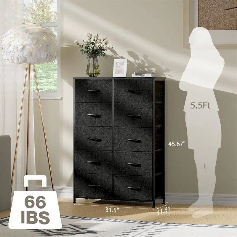 Storage Drawers Dresser with 10 Drawers and Sturdy Metal Frame