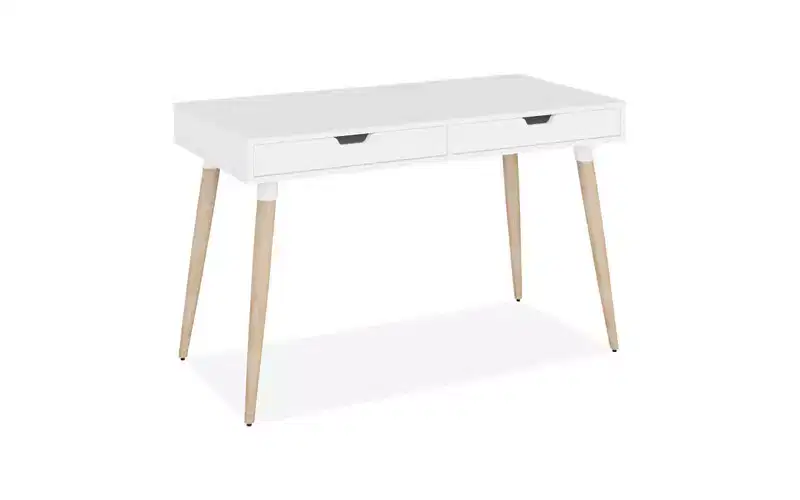 Workspace by Alera Scandinavian Writing Desk, 47.24 x 23.62 x 29.53, White/Beigewood