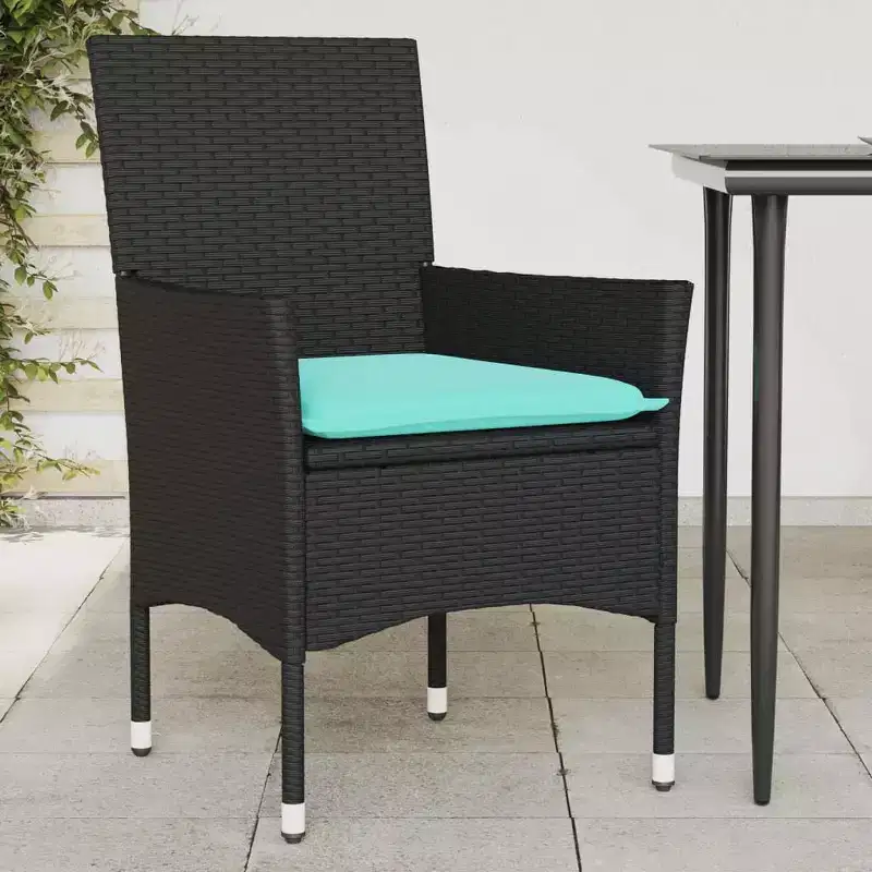 vidaXL Patio Chairs with Cushions 2 pcs Poly Rattan