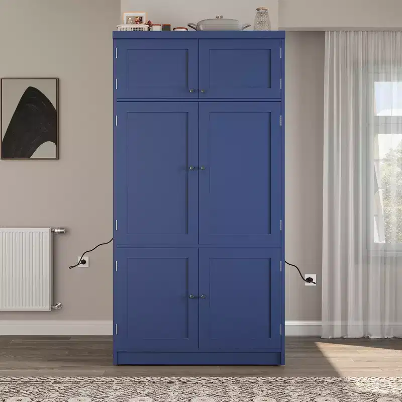 80.1'' Tall Freestanding Kitchen Pantry, Buffet, Large Storage Cabinet Cupboard
