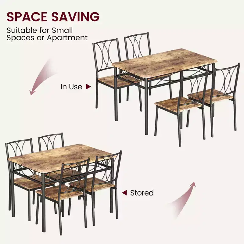 Rectangle Kitchen Table, with 4 Upholstered Chairs