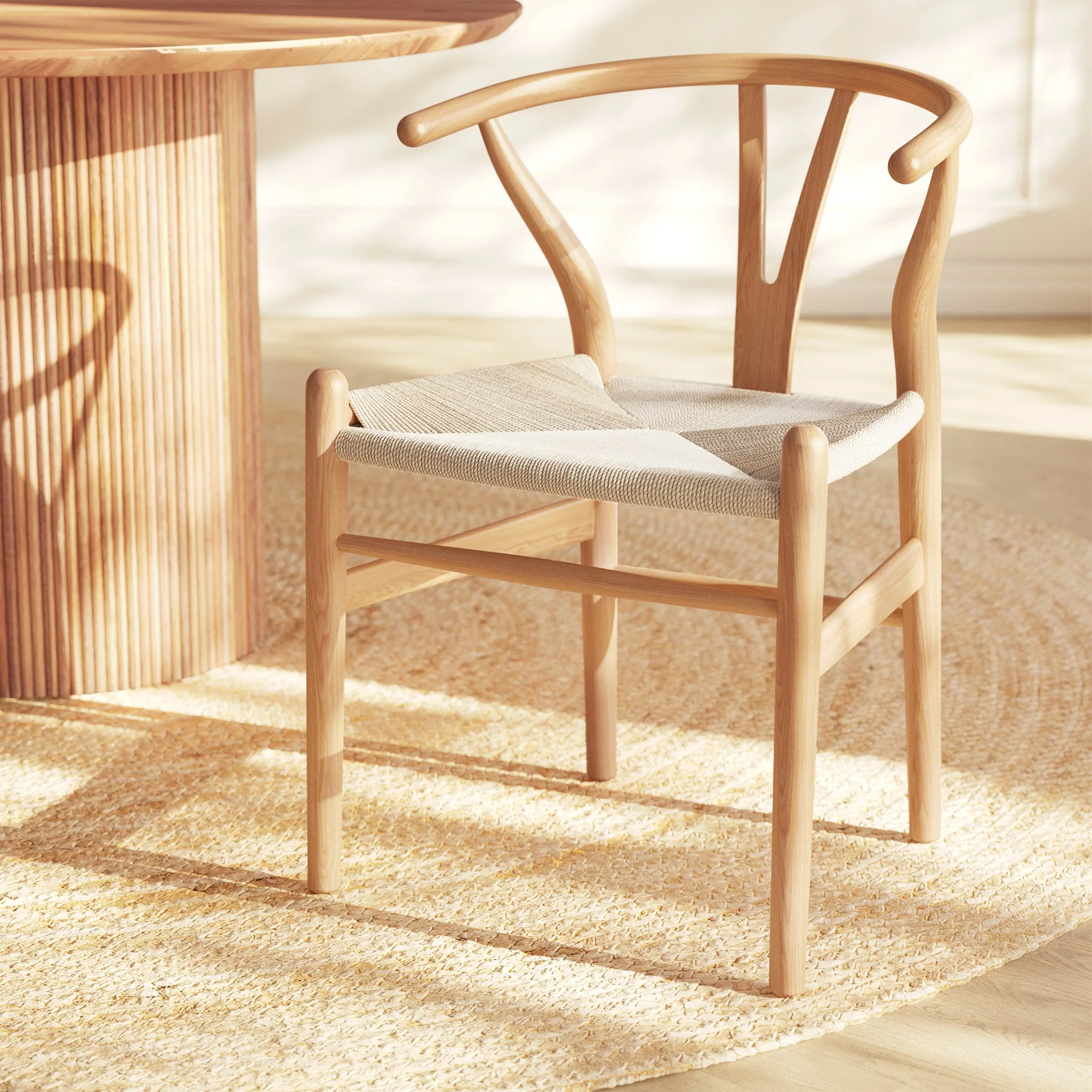 Mid-Century Modern Natural Chair | Natural with Kiln-Dried Wood Frame