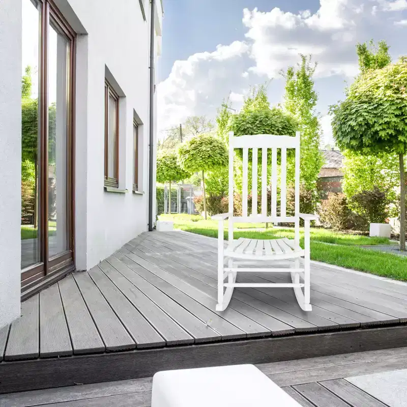 Karl Home | 24-Inch Solid Wood Patio Rocking Chair