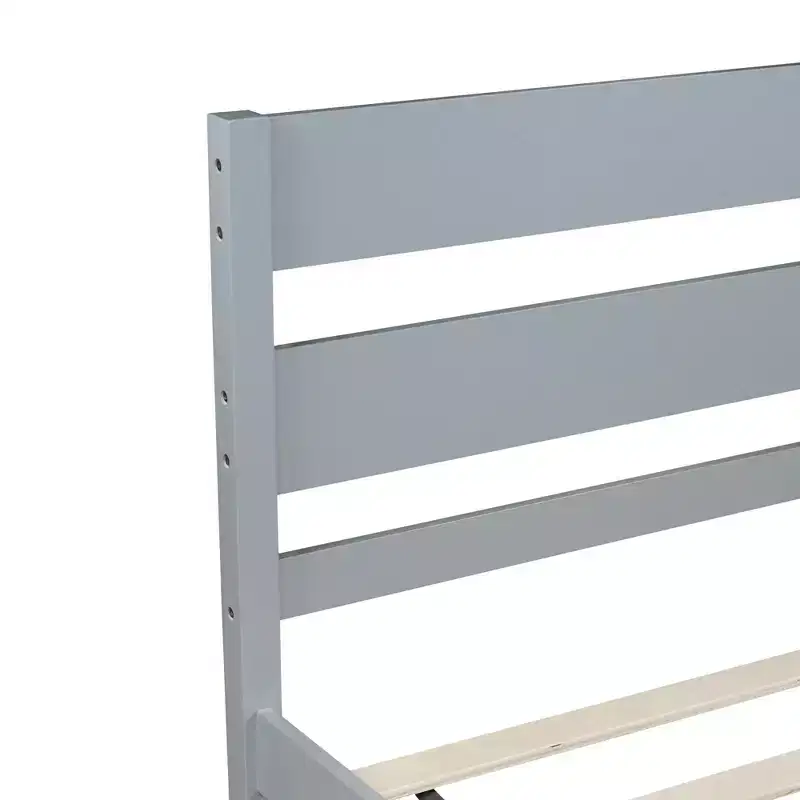 MATEERTY Twin Bed with Headboard Gray