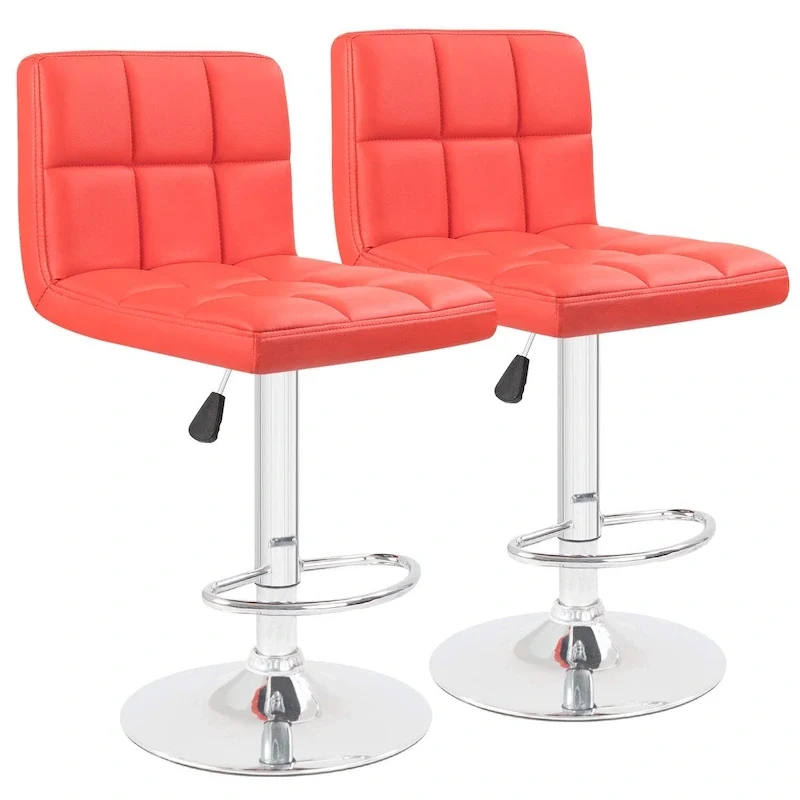 Adjustable Swivel Bar Stools Set of 2, PU Leather Armless Counter Height Chairs