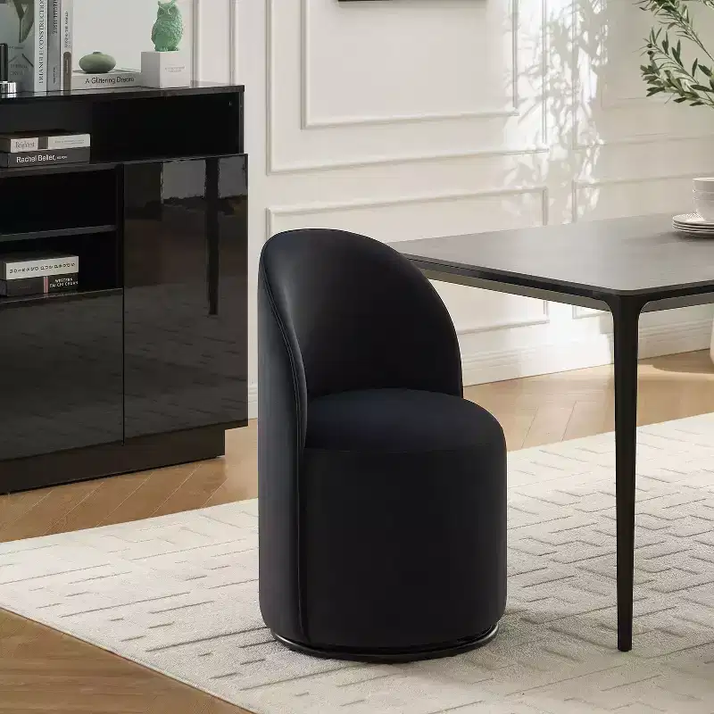 Okak Modern 360Swivel Dining Chairs, Comfy Velvet Barrel Kitchen Chairs with Thick Cushions, Upholstered Makeup Vanity Side Chair for Bedroom