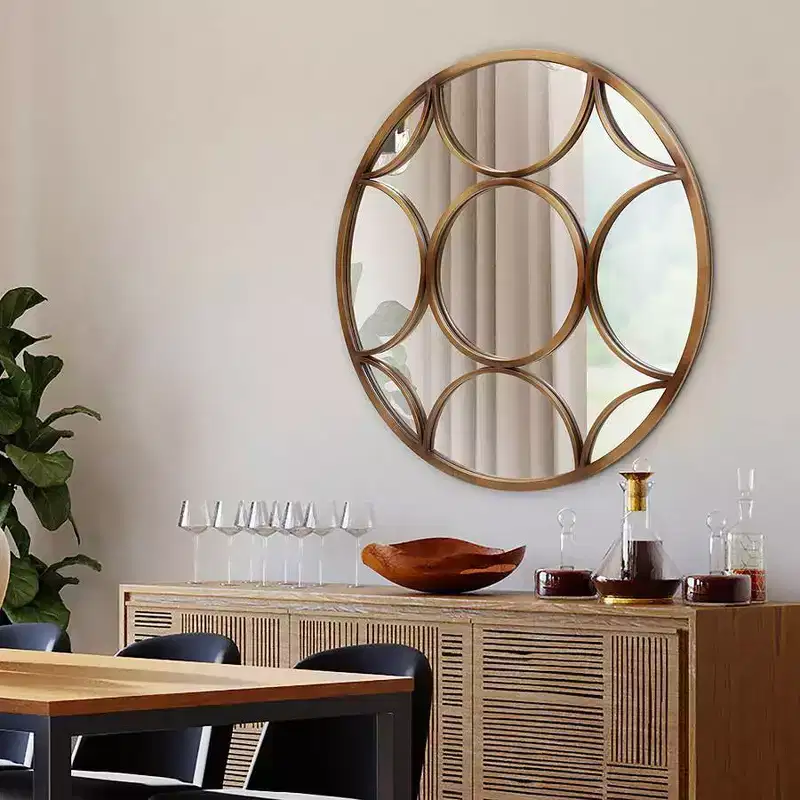 Howard Elliott 32 Round Wall Mirror: European-Inspired, Intricate Detail, No Assembly Required